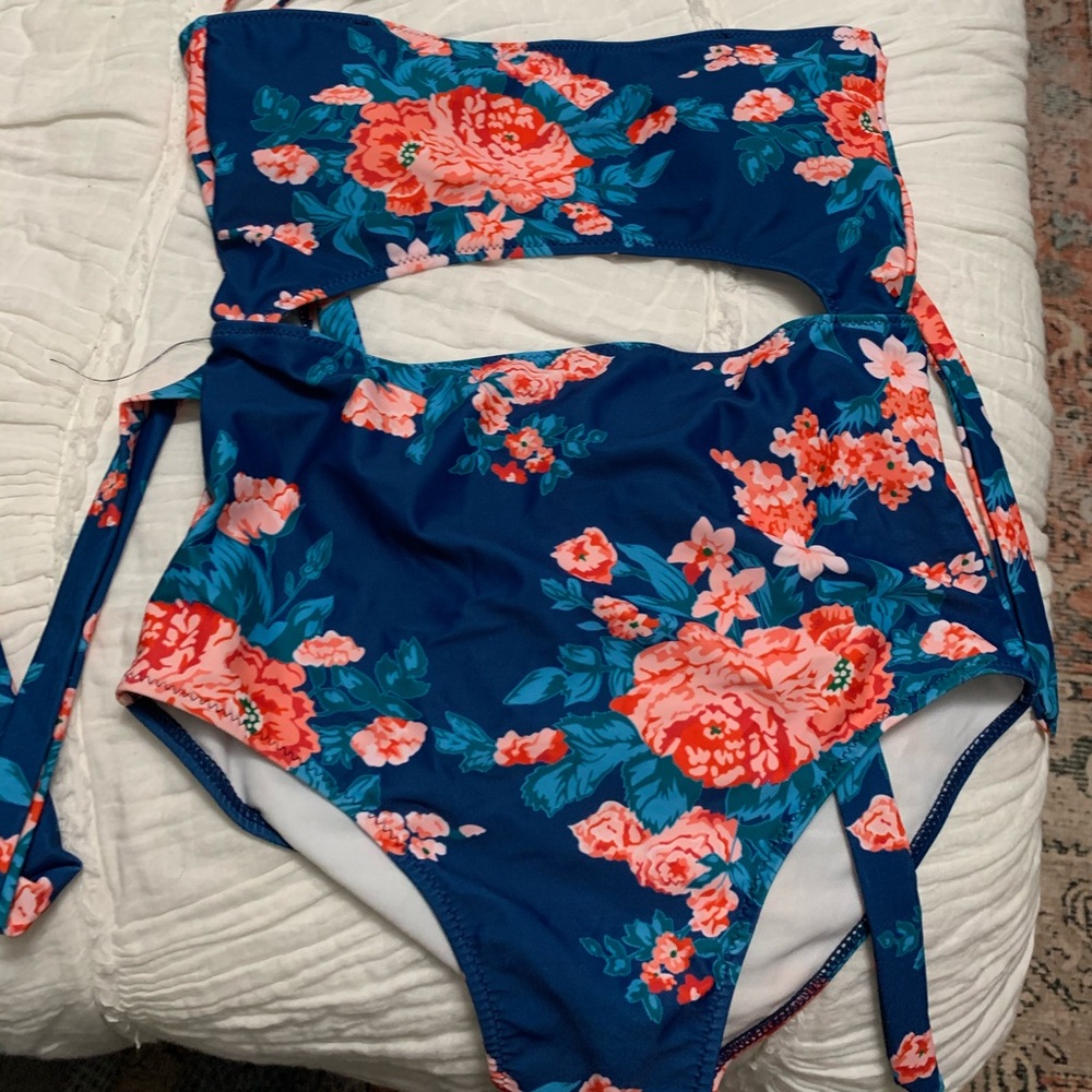 Floral one piece bathing suit
